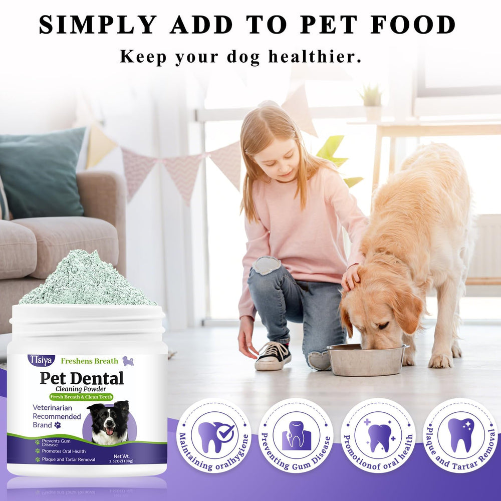TTsiya Poudre Dentaire Chiens - Ingrédients naturels et probiotiques pour une routine saine.