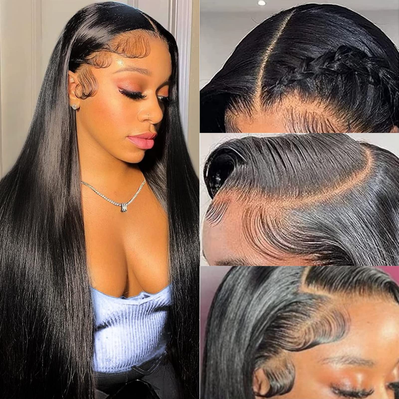 TTSMINS 13x6 HD lace front wig with 28-inch straight hair for flawless parting.