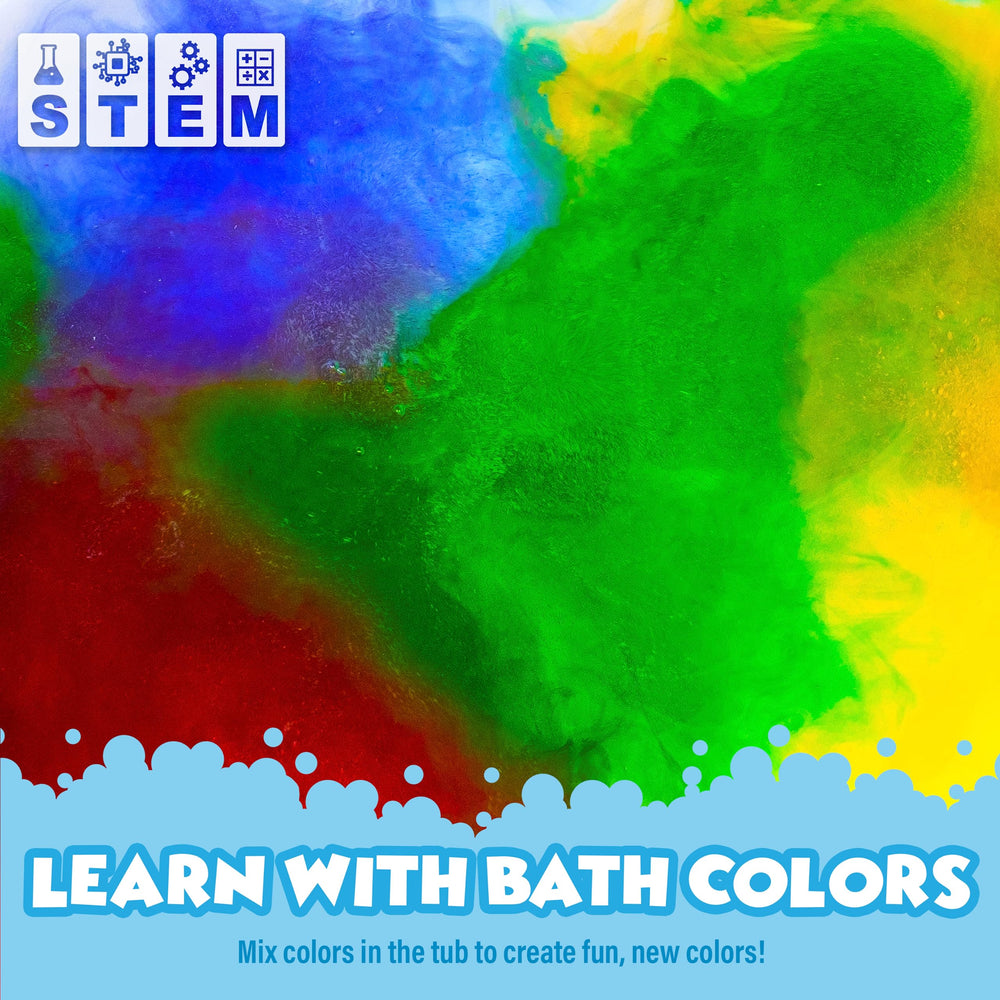 Tub Works Bath Color Fizzies encourage color mixing during kids' bath for playful learning