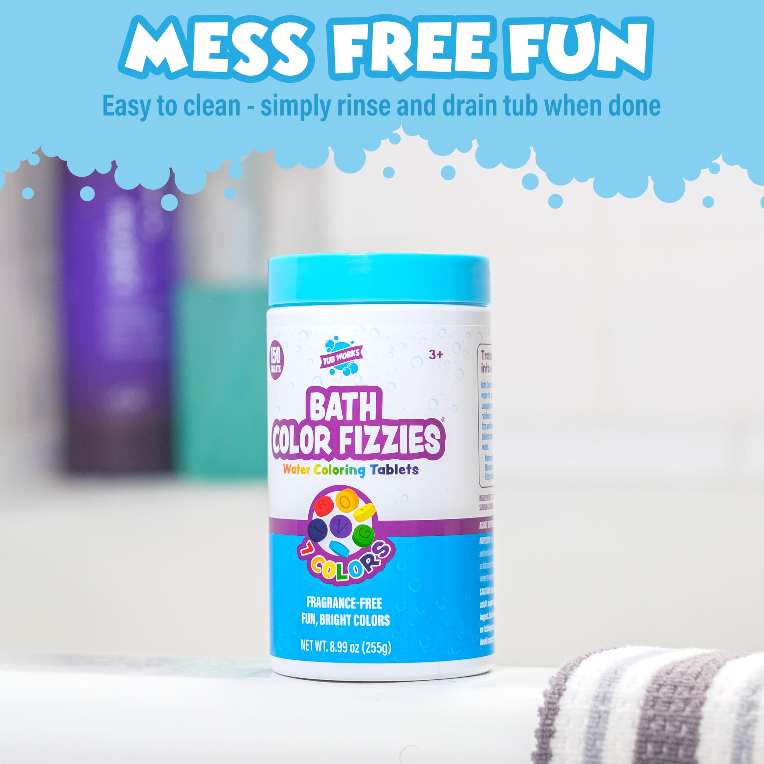 Tub Works Bath Color Fizzies dissolve mess-free in nonporous tubs