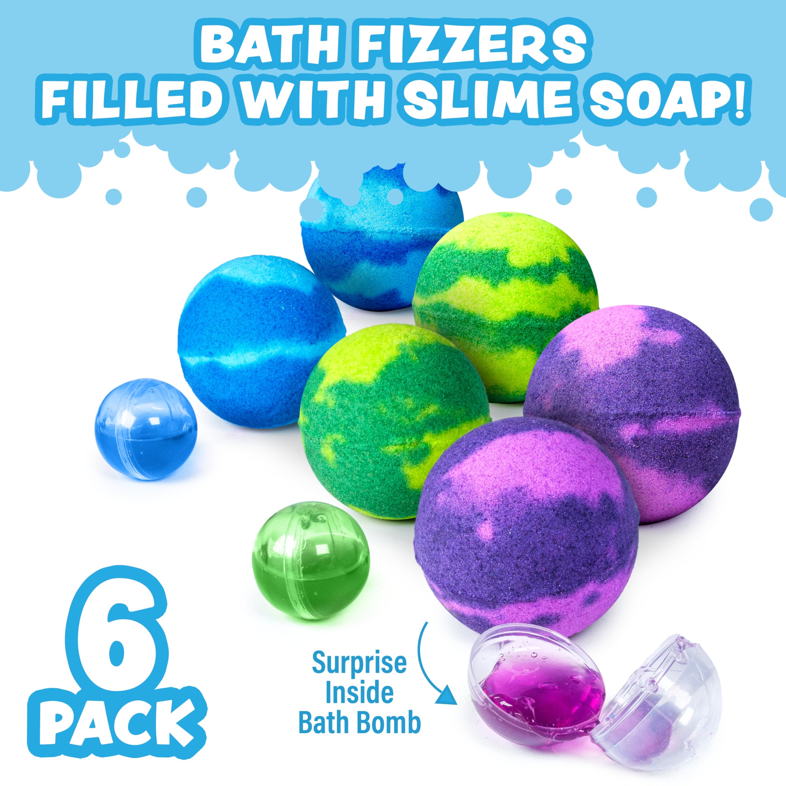 Tub Works dissolving bombs image demonstrates color-changing water and quick fizz action.