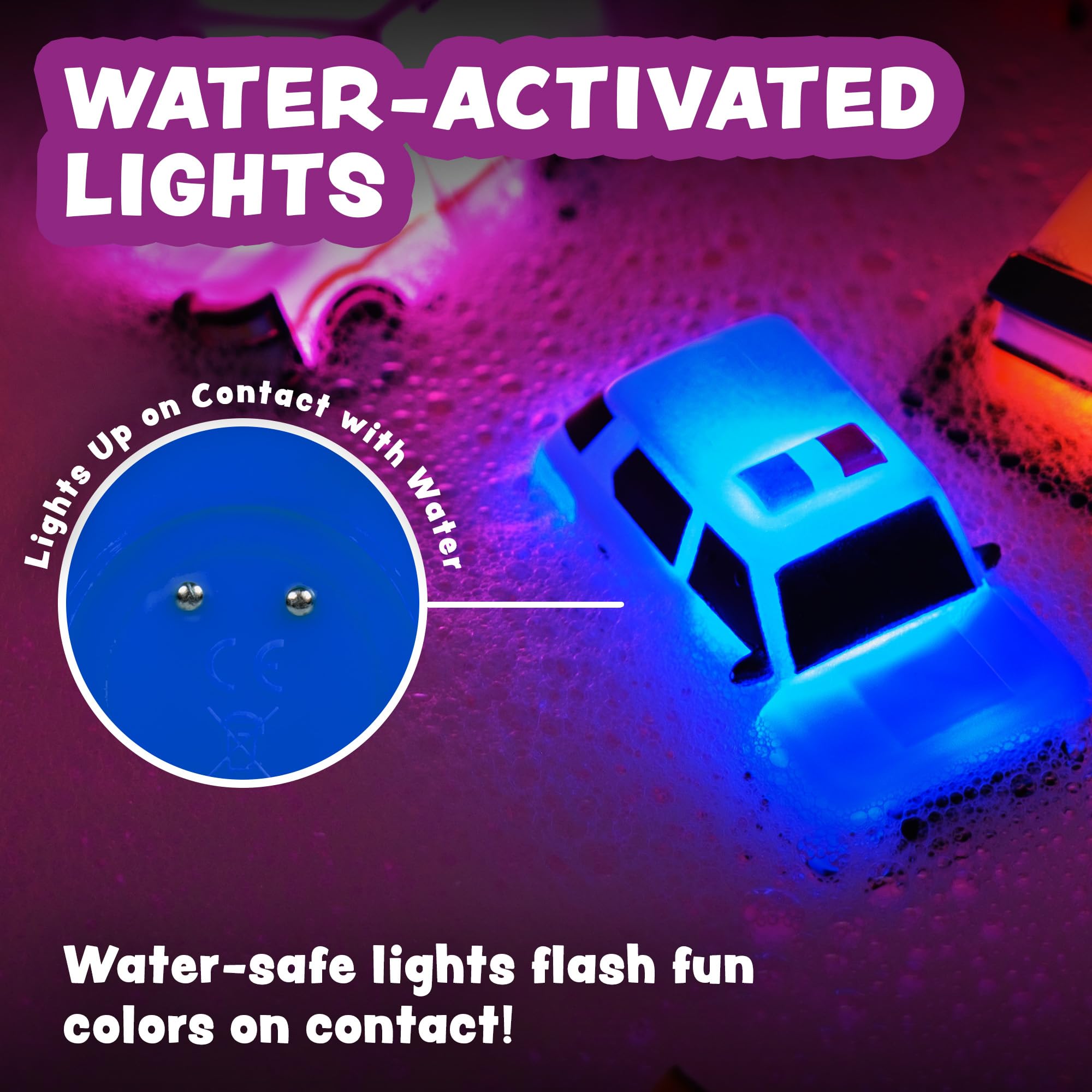 Tub Works Emergency tow truck light-up bath toy supports fine motor skills