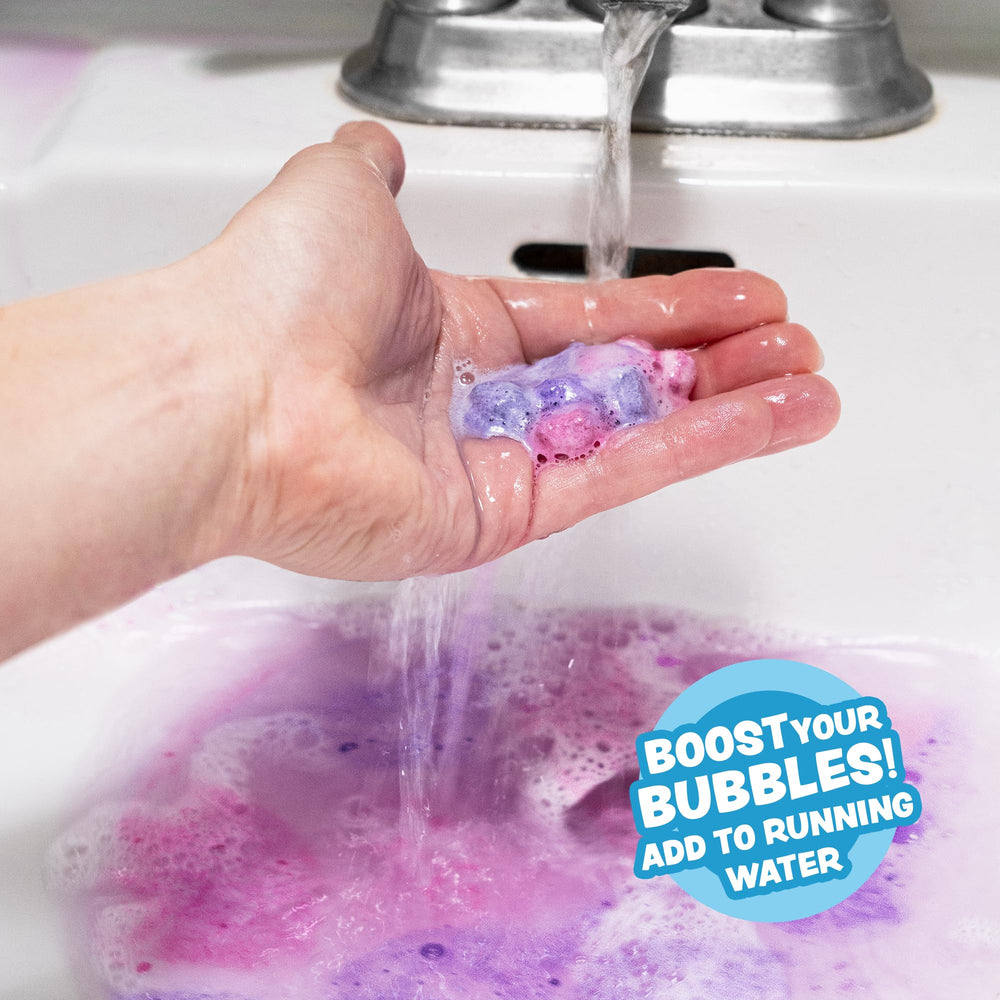 Tub Works Lil' Bursts 90-count set keeps bath time colorful and fun.