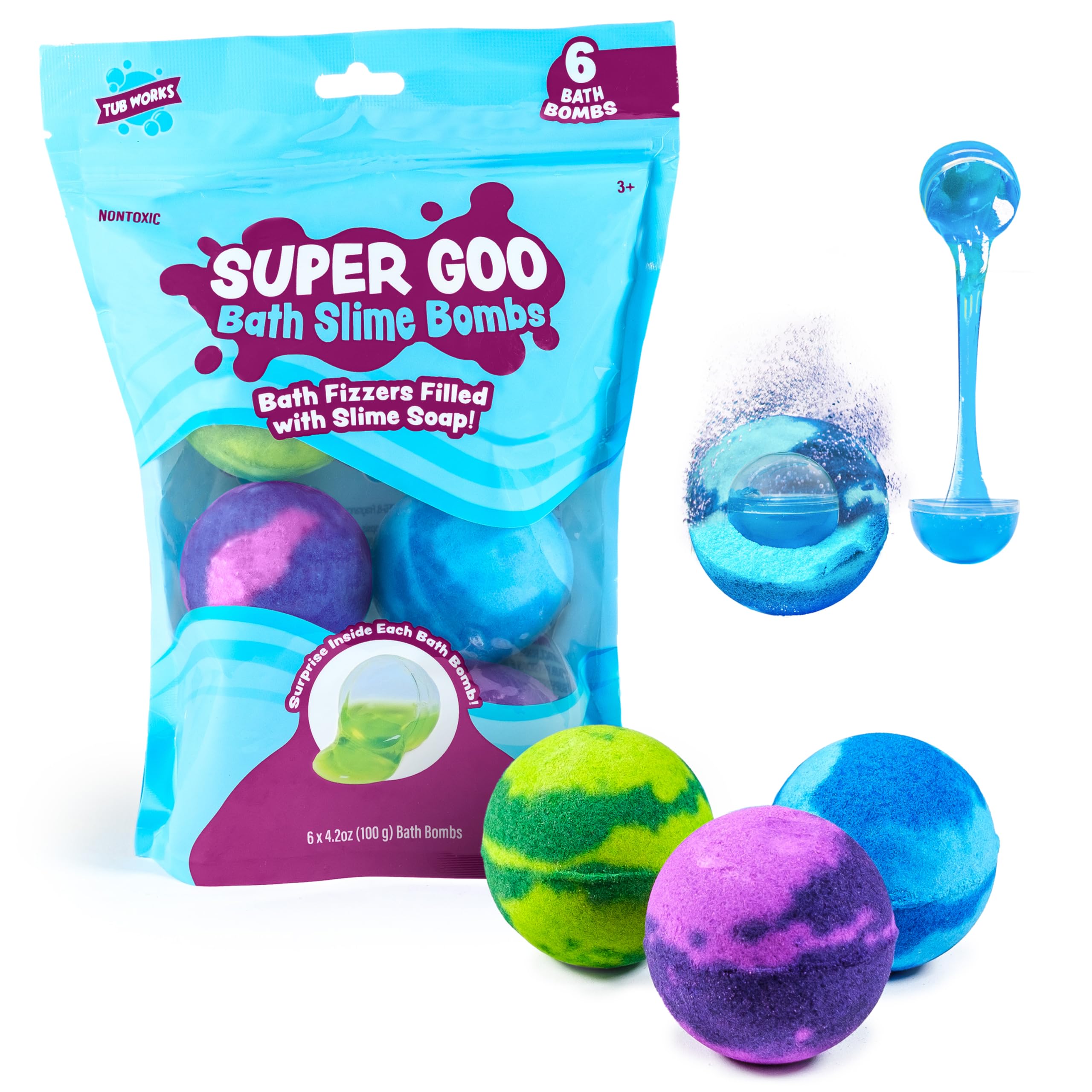 Tub Works six-pack display suggests easy-to-collect set for busy baths.