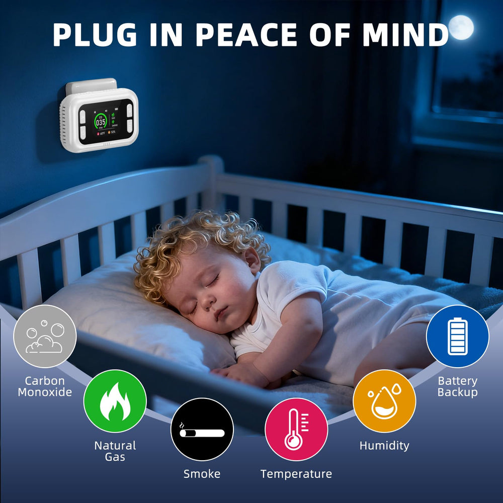 TUIKEN 5-in-1 CO detector digital display with real-time readings for quick assessment.