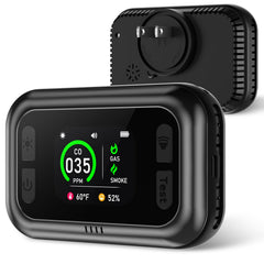 TUIKEN 5-in-1 CO and gas detector front view with clear LCD display for real-time monitoring.