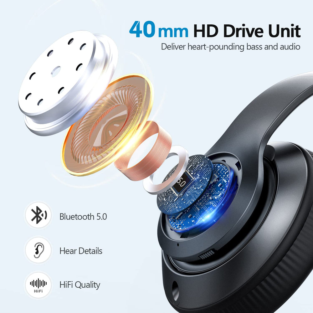 Tuitager Bluetooth 5.0 with built-in microphone for clear calls