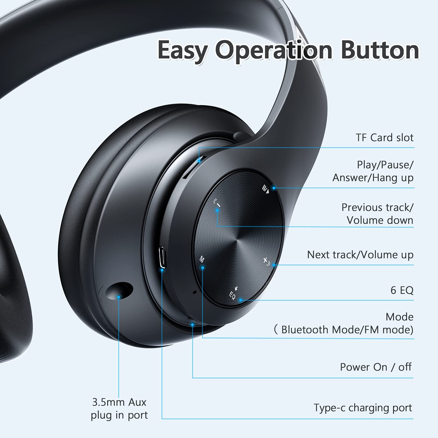 Tuitager soft ergonomic earcups for comfortable all-day wear