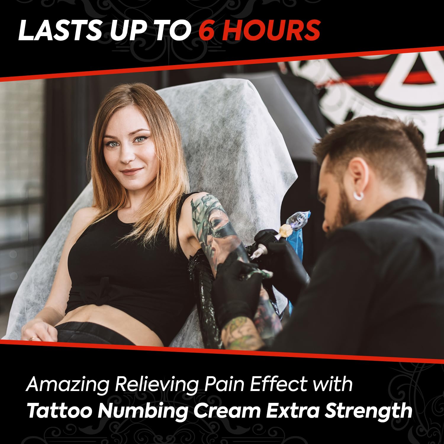 Tuiwaro Numbing Cream label close-up highlights extra-strength packaging.