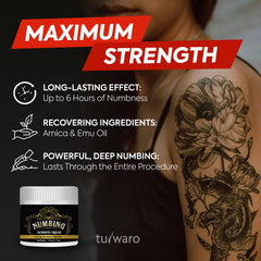 Tuiwaro Numbing Cream texture close-up shows fast absorption.