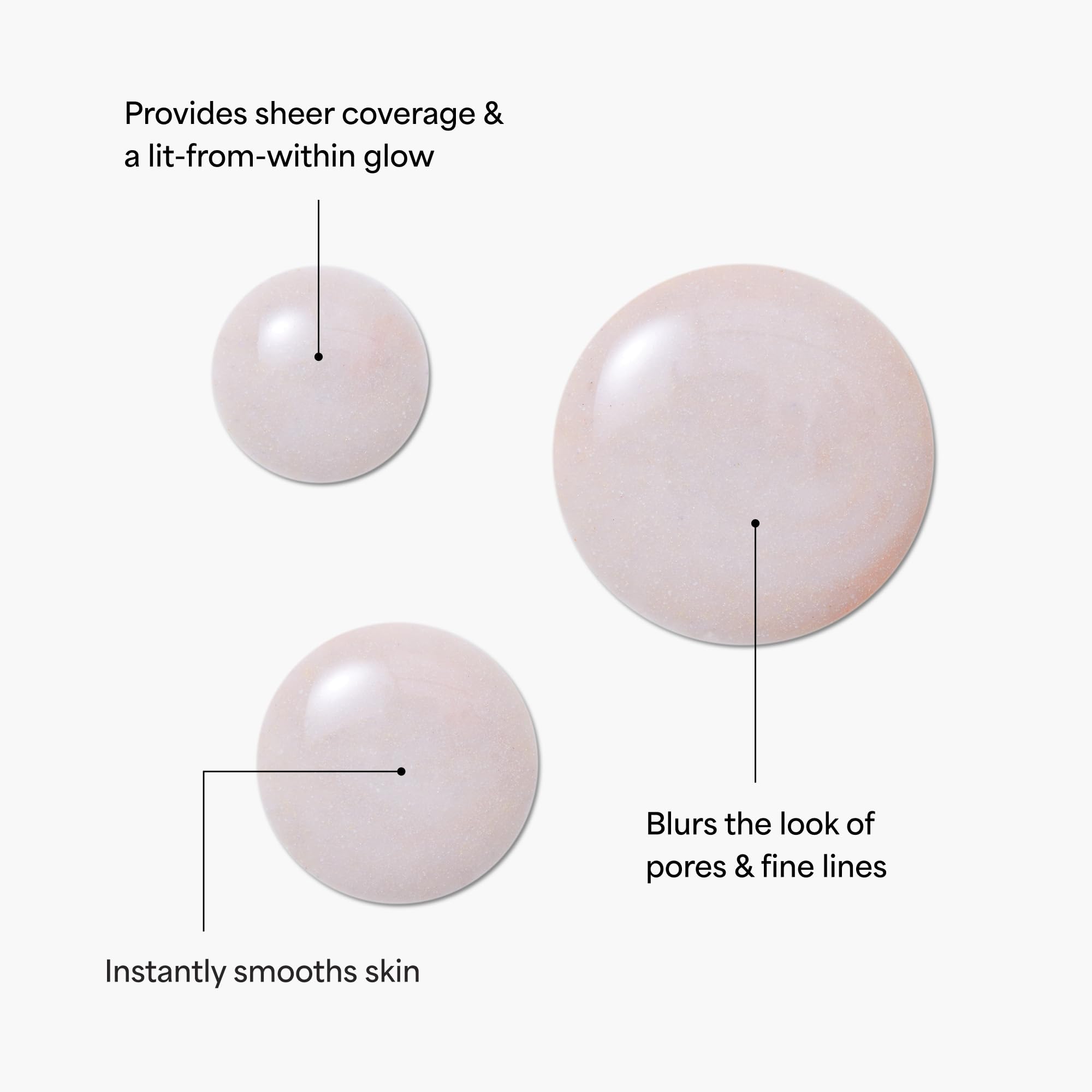 TULA Luna primer swatch on skin demonstrates even tone and subtle glow.