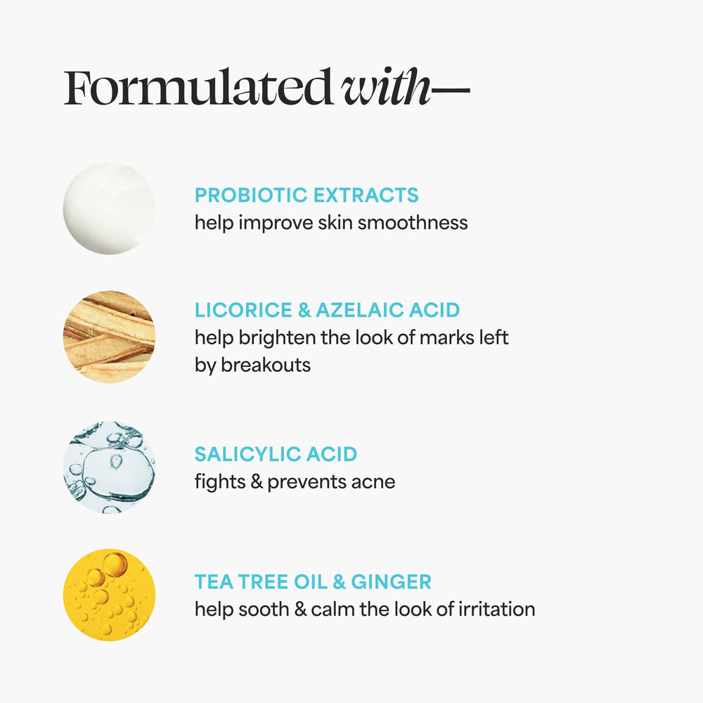 TULA Keep It Clear licorice brightening extract visual for past blemish support.