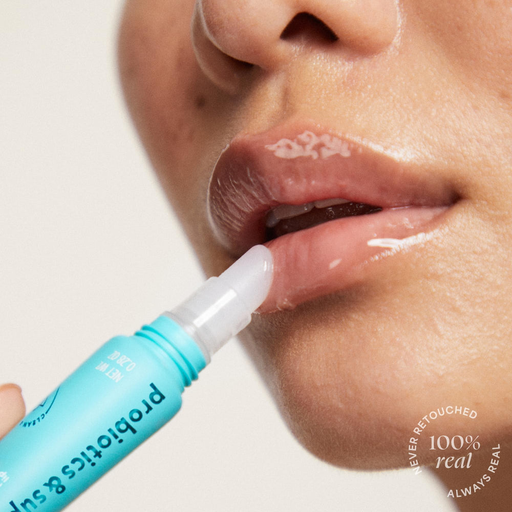 Close-up of smooth lips after using TULA lip mask.