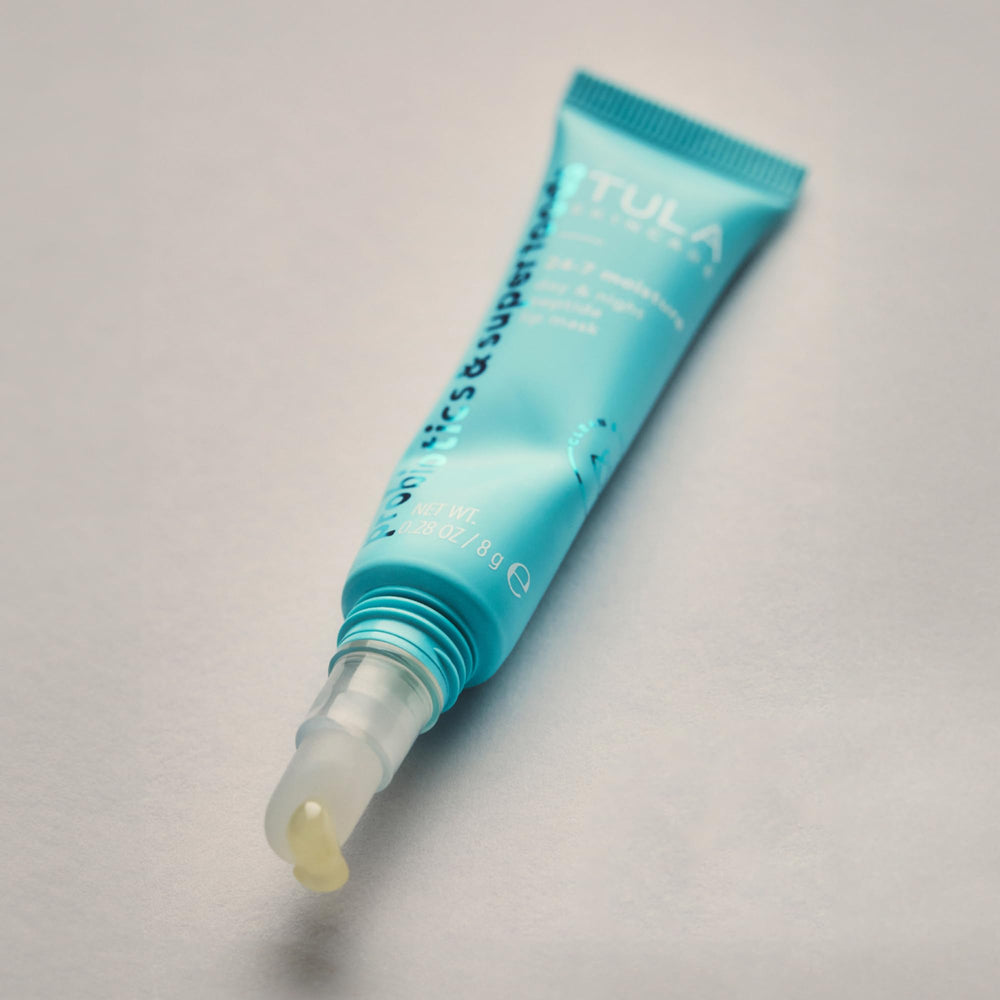 Lip color worn over the mask for daily wear with TULA.