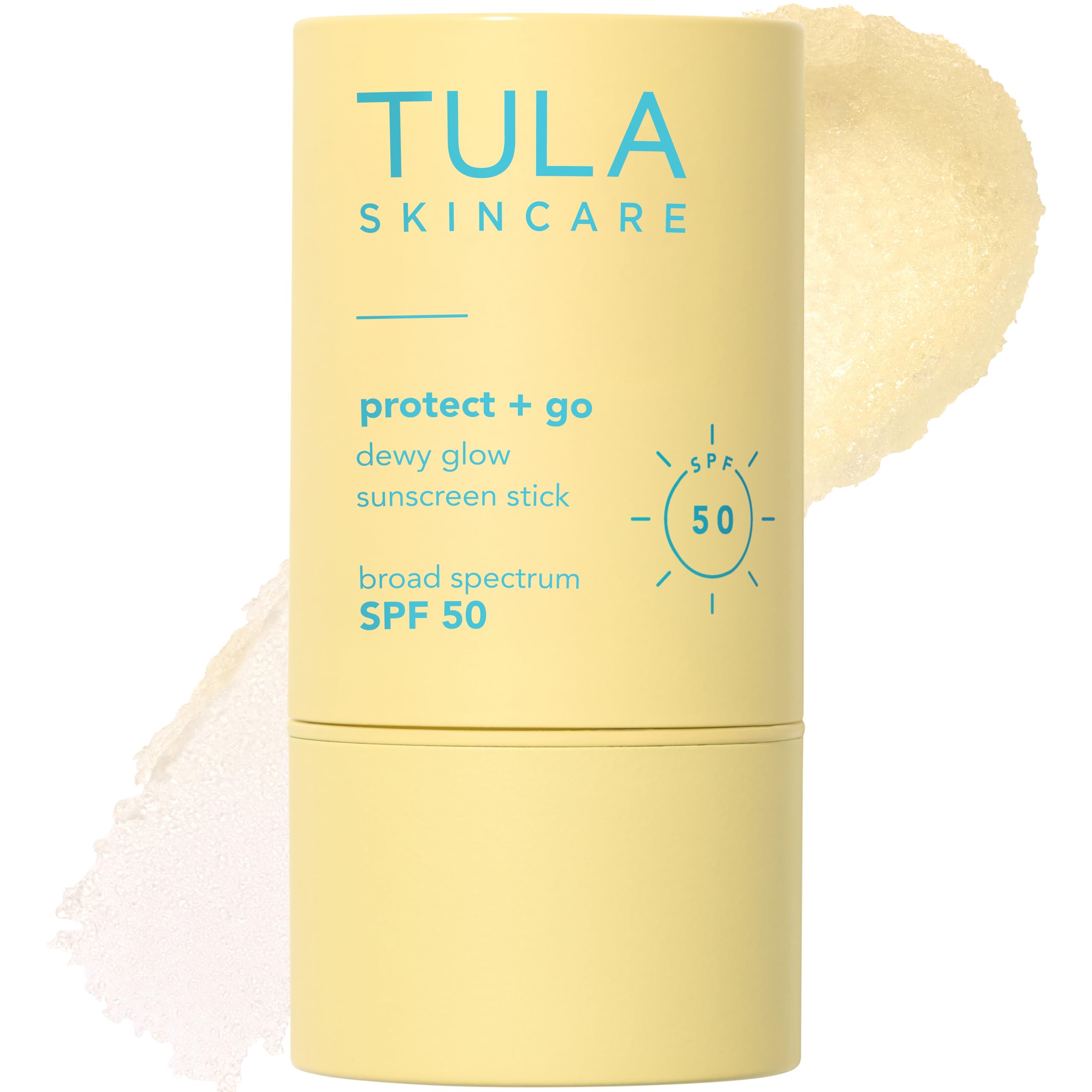 TULA Protect + Glow sunscreen stick applied to the face for mess-free protection