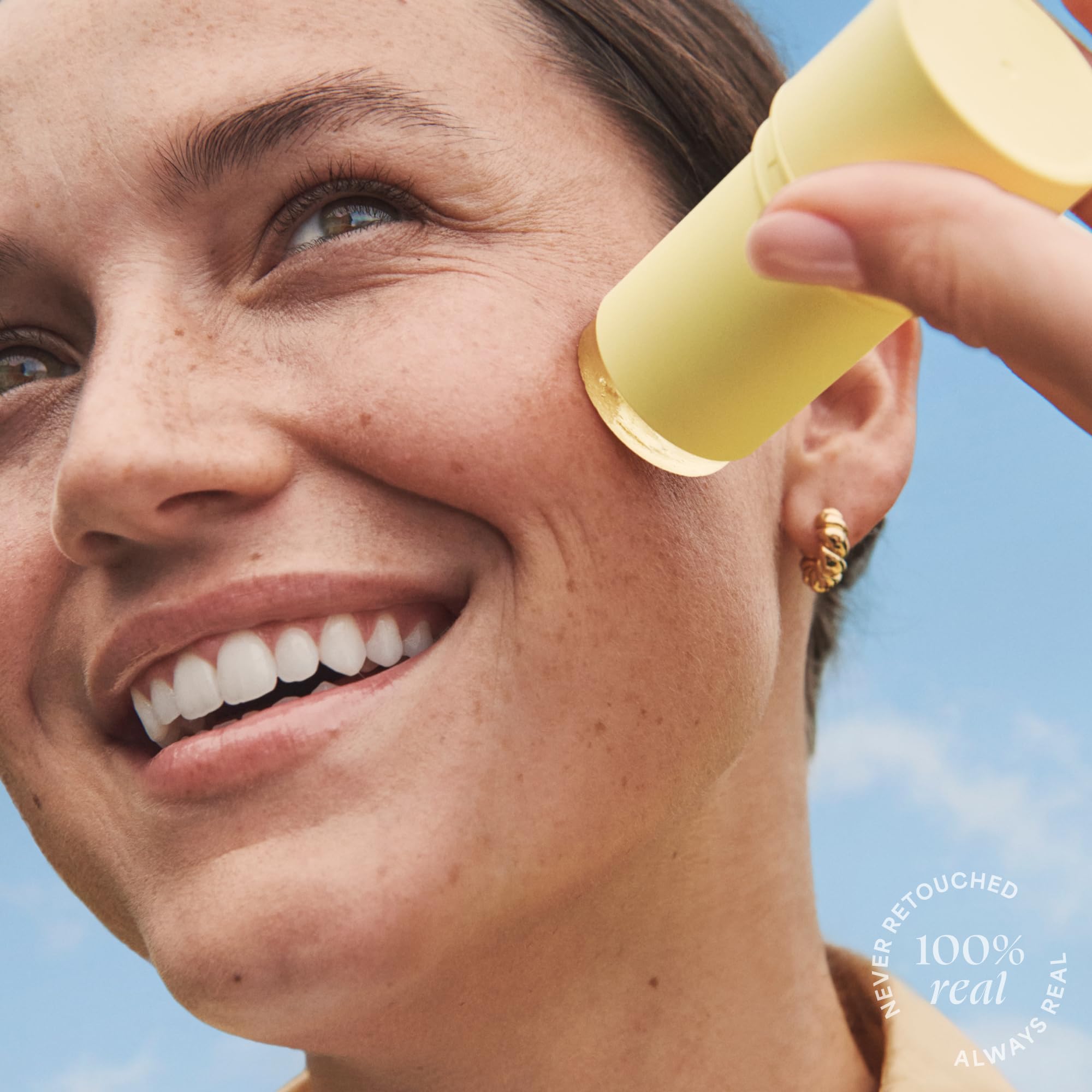 TULA Protect + Glow sunscreen stick on the face delivers invisible finish