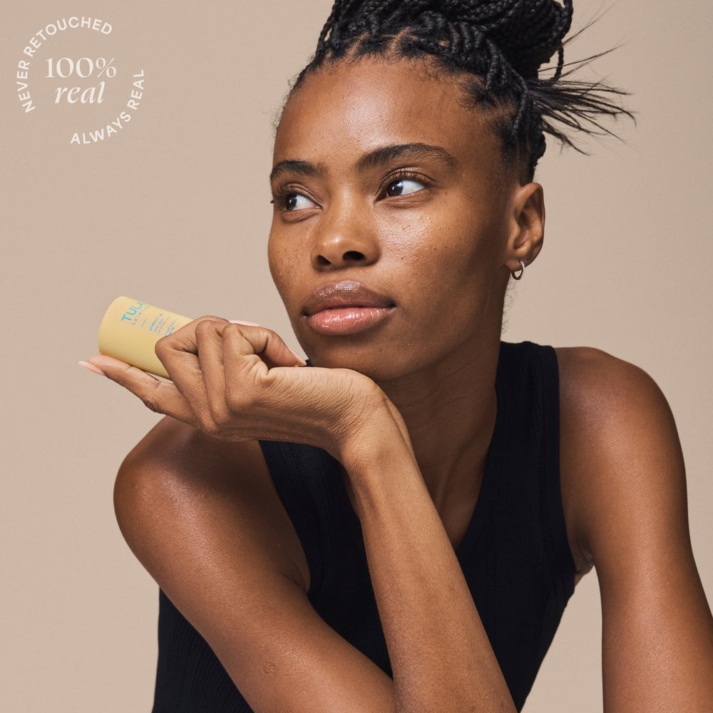 TULA Protect + Glow sunscreen stick on the go provides quick UV protection