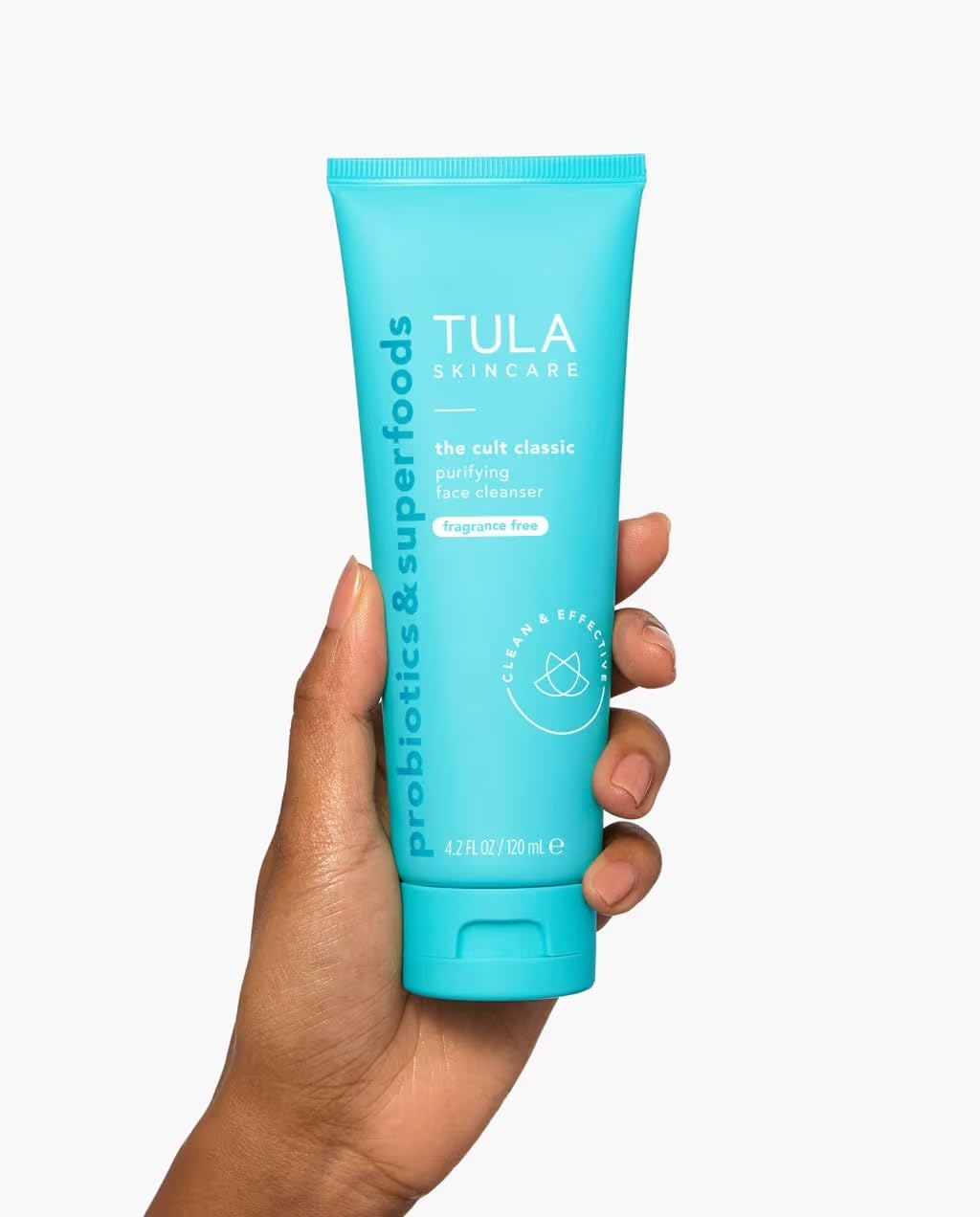 Close-up of TULA Purifying Face Cleanser foam for cleansing and makeup removal