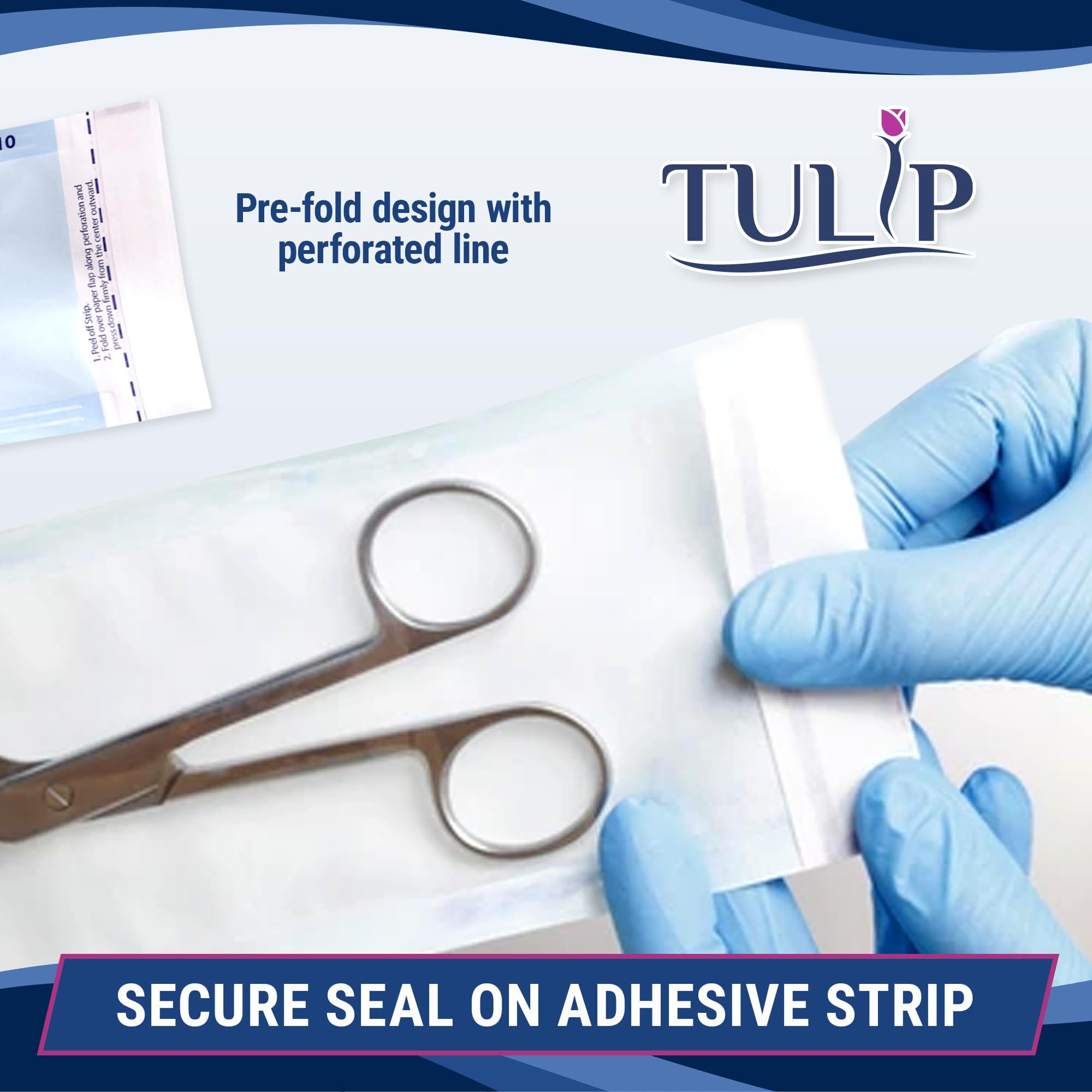 Tulip autoclave-ready pouch with paper film preserves supply integrity.