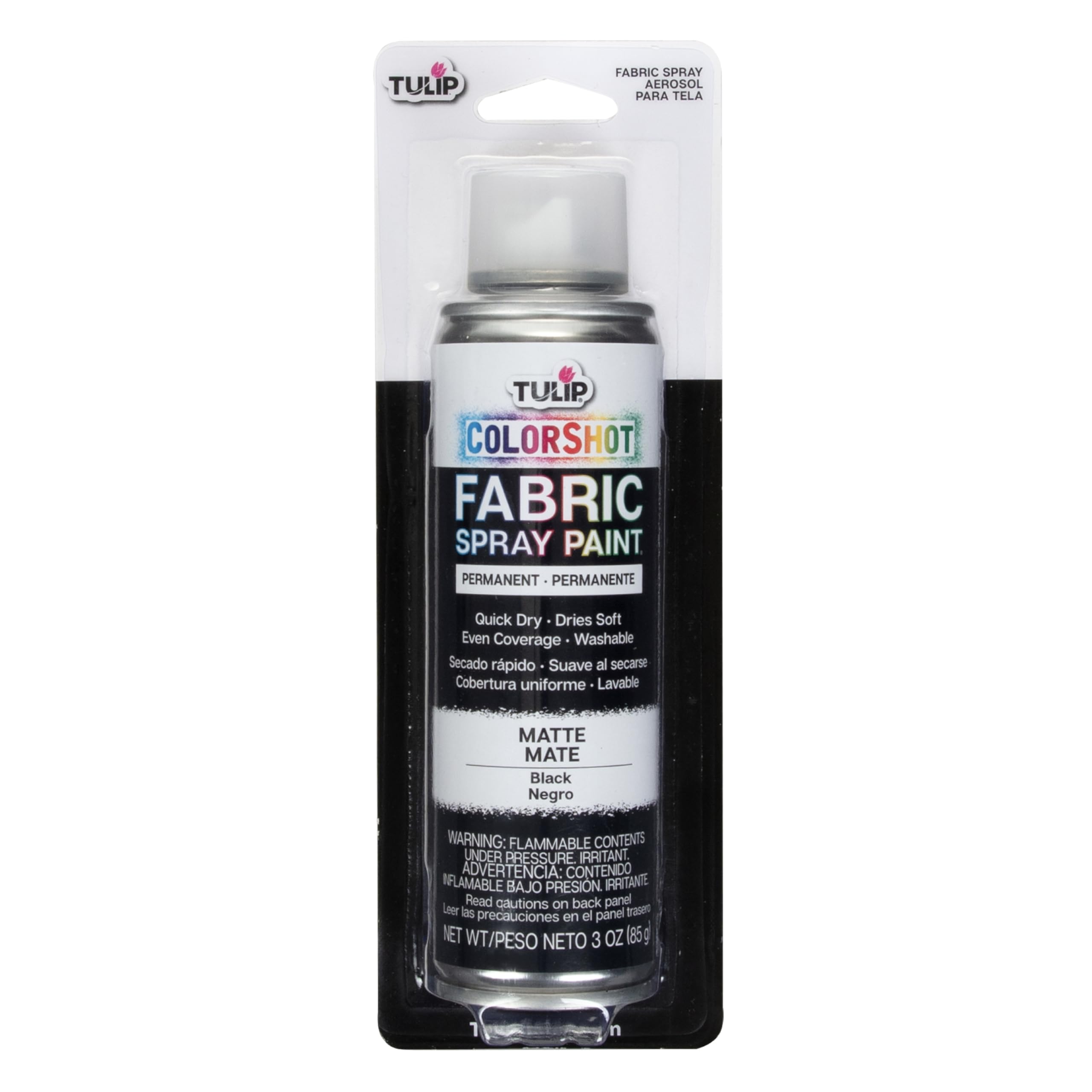 Tulip ColorShot bottle close-up showing matte finish color for fabric applications.