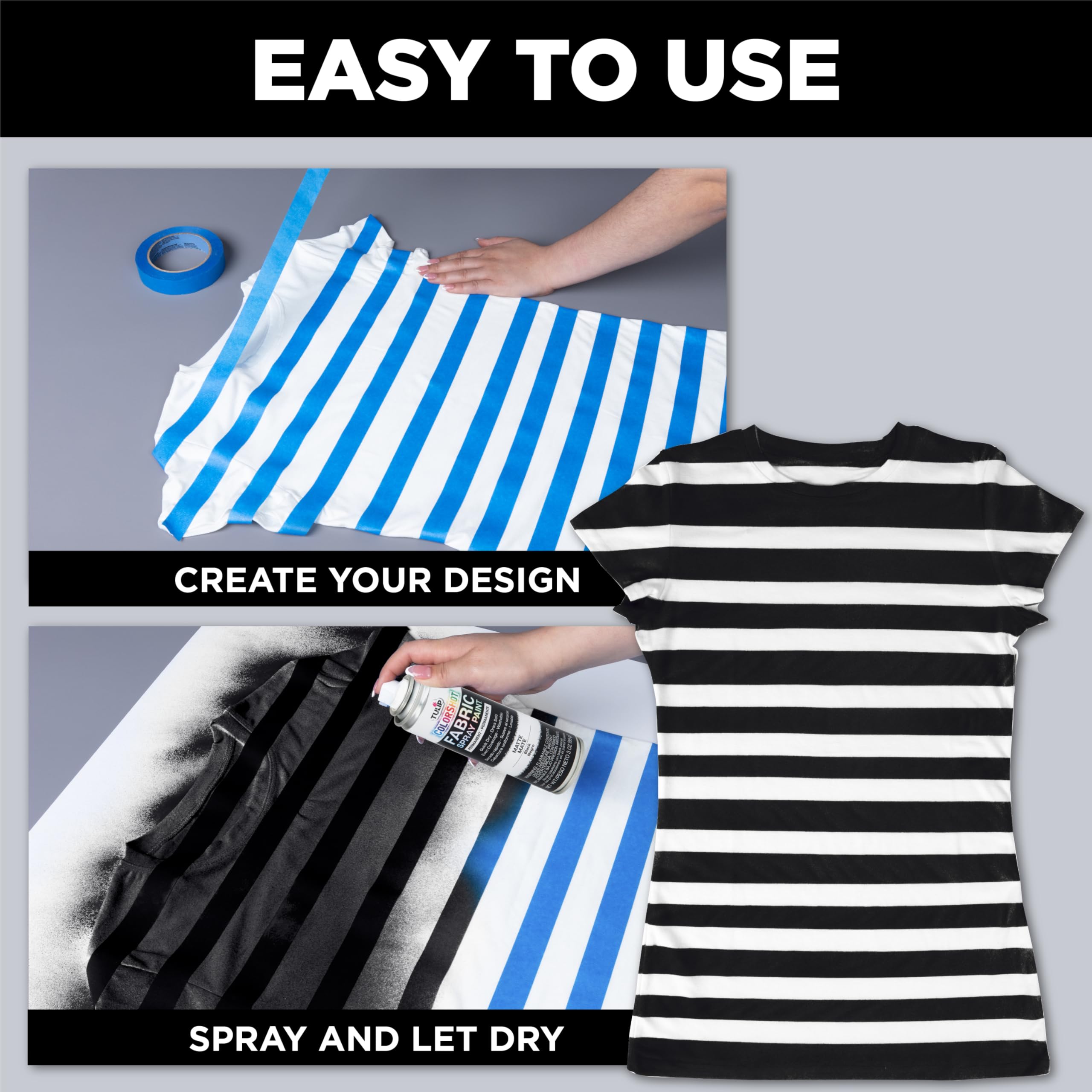 Tulip ColorShot fast-drying black on cotton tote showcasing quick color.