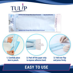 Tulip dental tool sterilization pouch maintaining sterility between appointments.