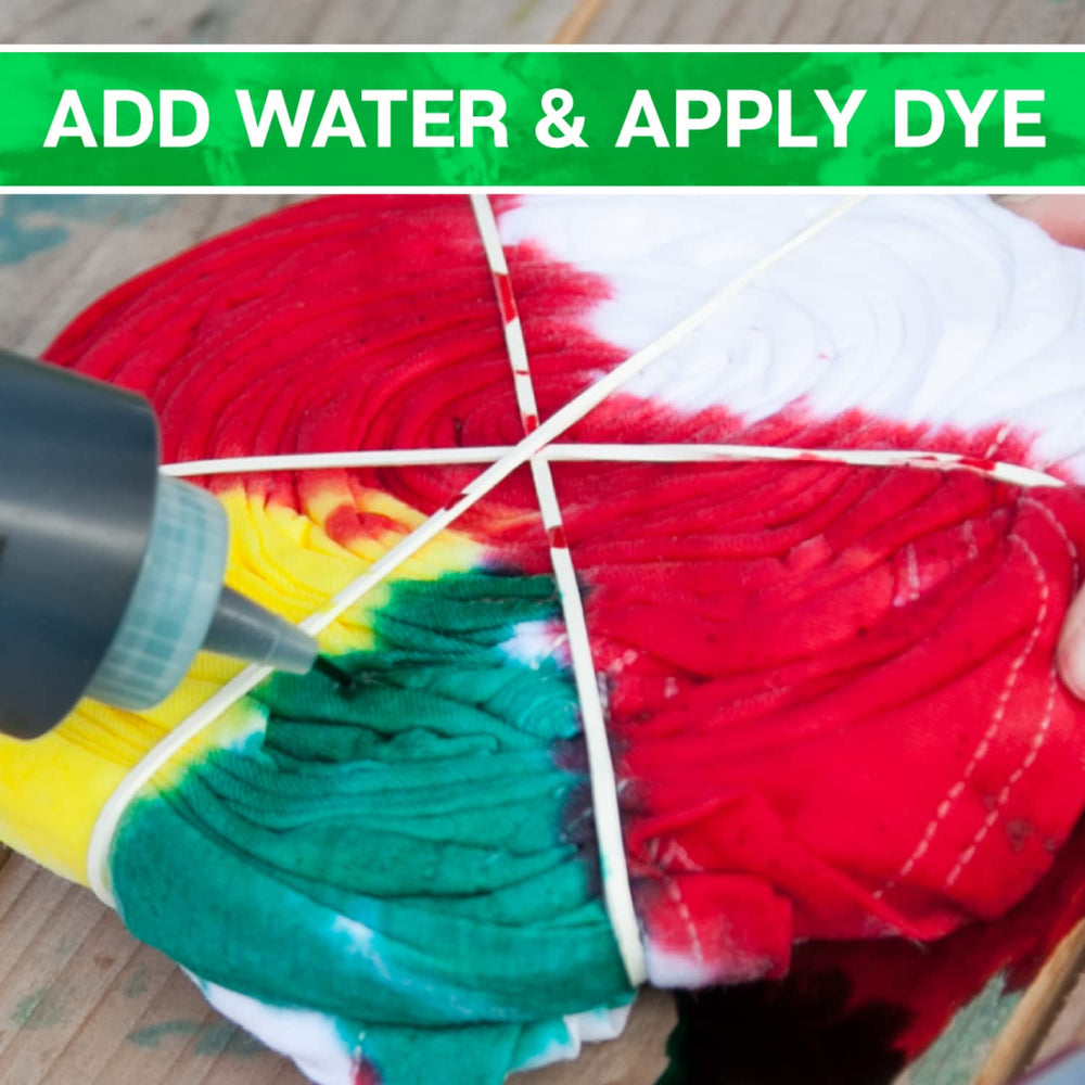 Close-up of dye bottles pouring color in step-by-step demo.
