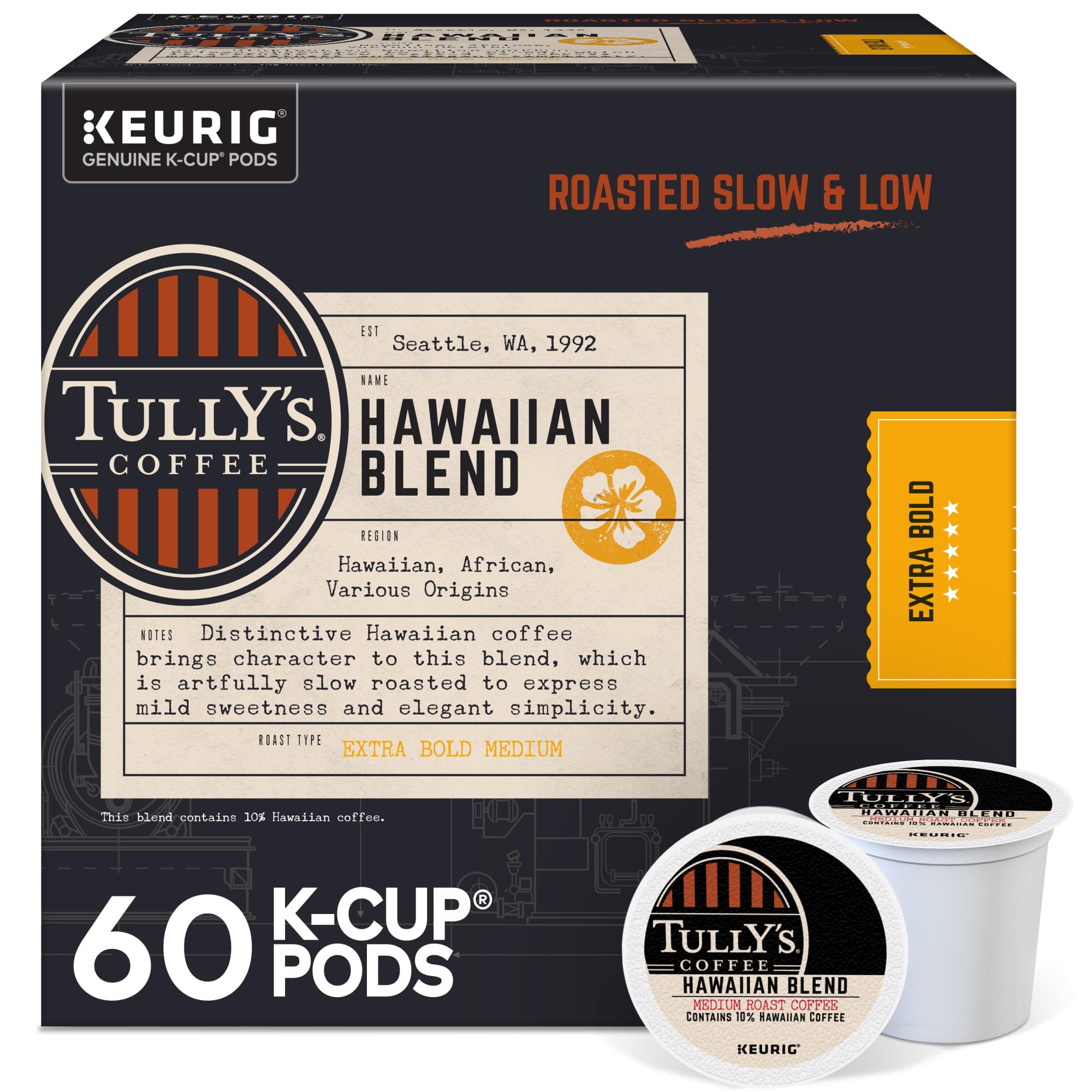 Tully's Hawaiian Blend box front, hinting at a premium morning coffee ritual