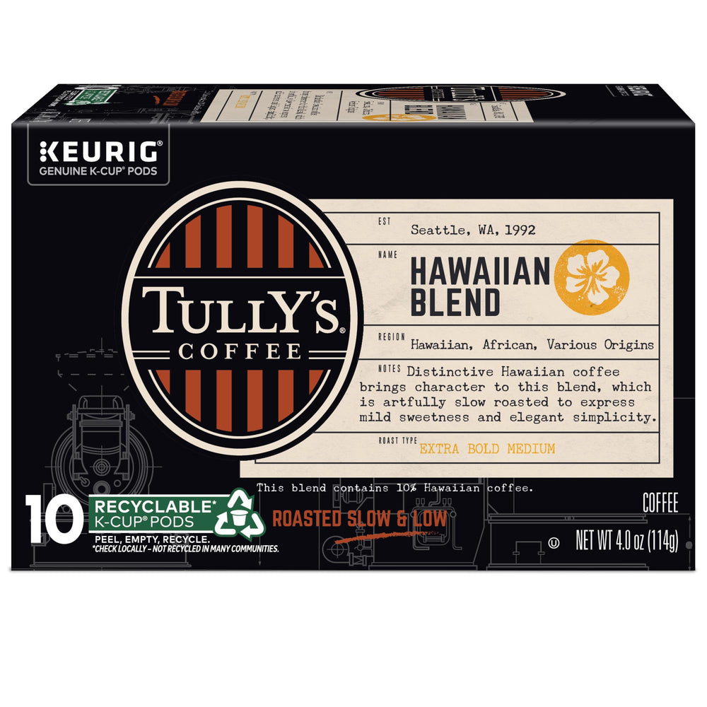 Tully's Hawaiian Blend brewed coffee being poured for balance