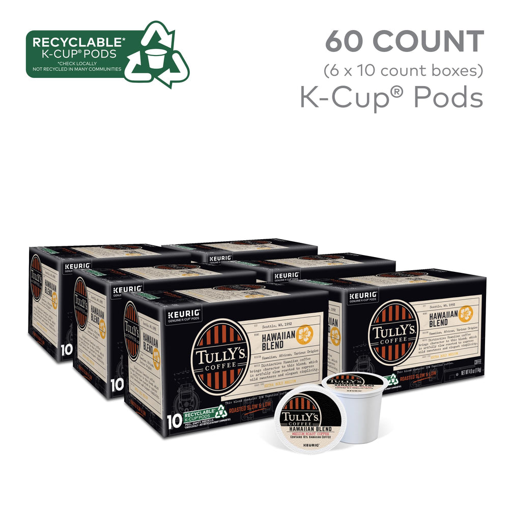 Tully's Hawaiian Blend K-Cup closeup emphasizing aroma and balance
