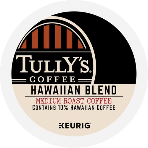 Recyclable K-Cup pod disposal with Tully's Hawaiian Blend after brewing.