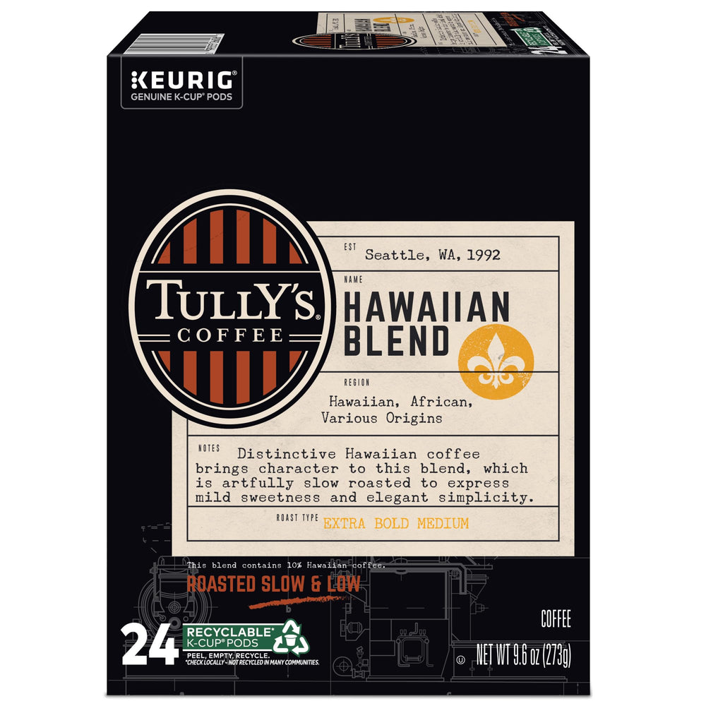 Sustainable sourcing nod for Tully's Hawaiian Blend coffee.