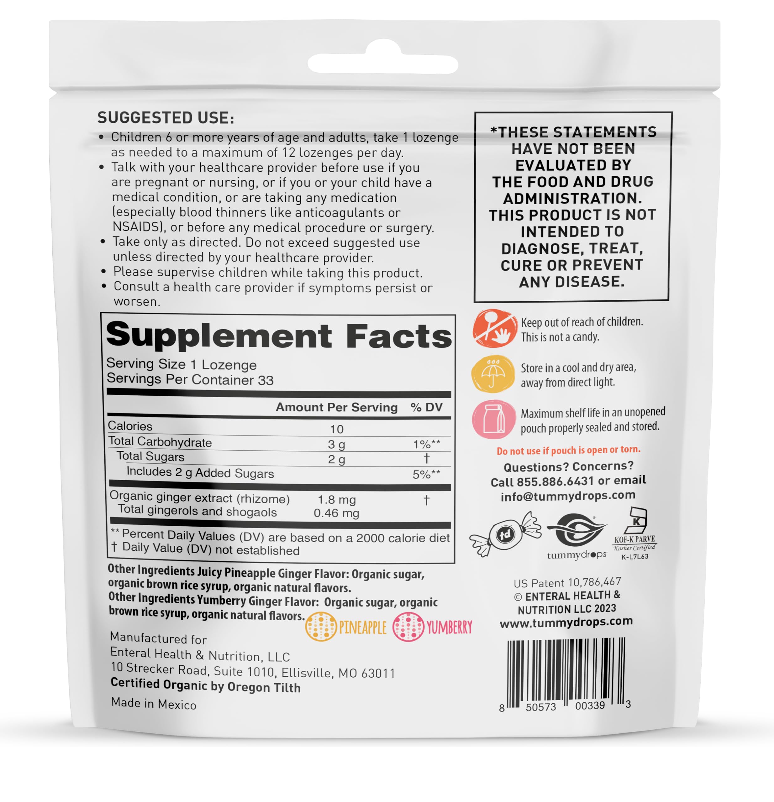Tummydrops vegan and gluten-free certified lozenges suitable for many diets