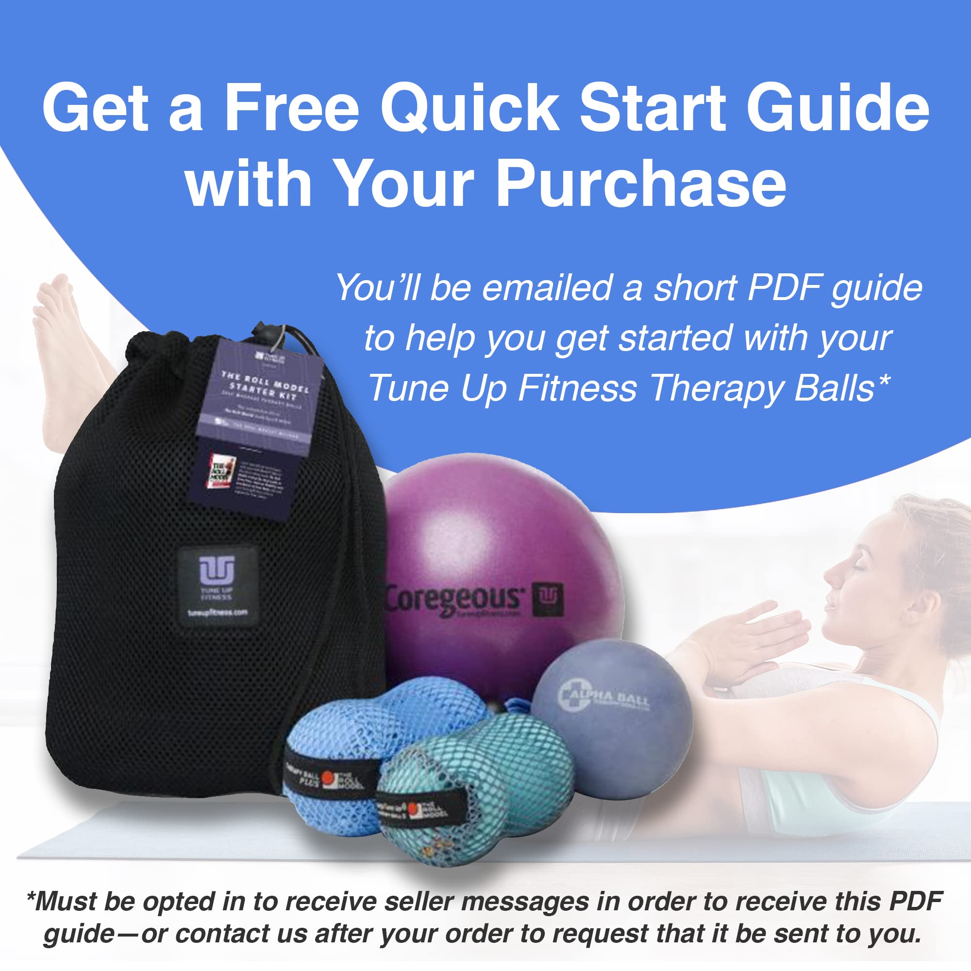 Tune Up Fitness Therapy Ball PLUS Pair in Tote is travel-ready for workouts on the go.