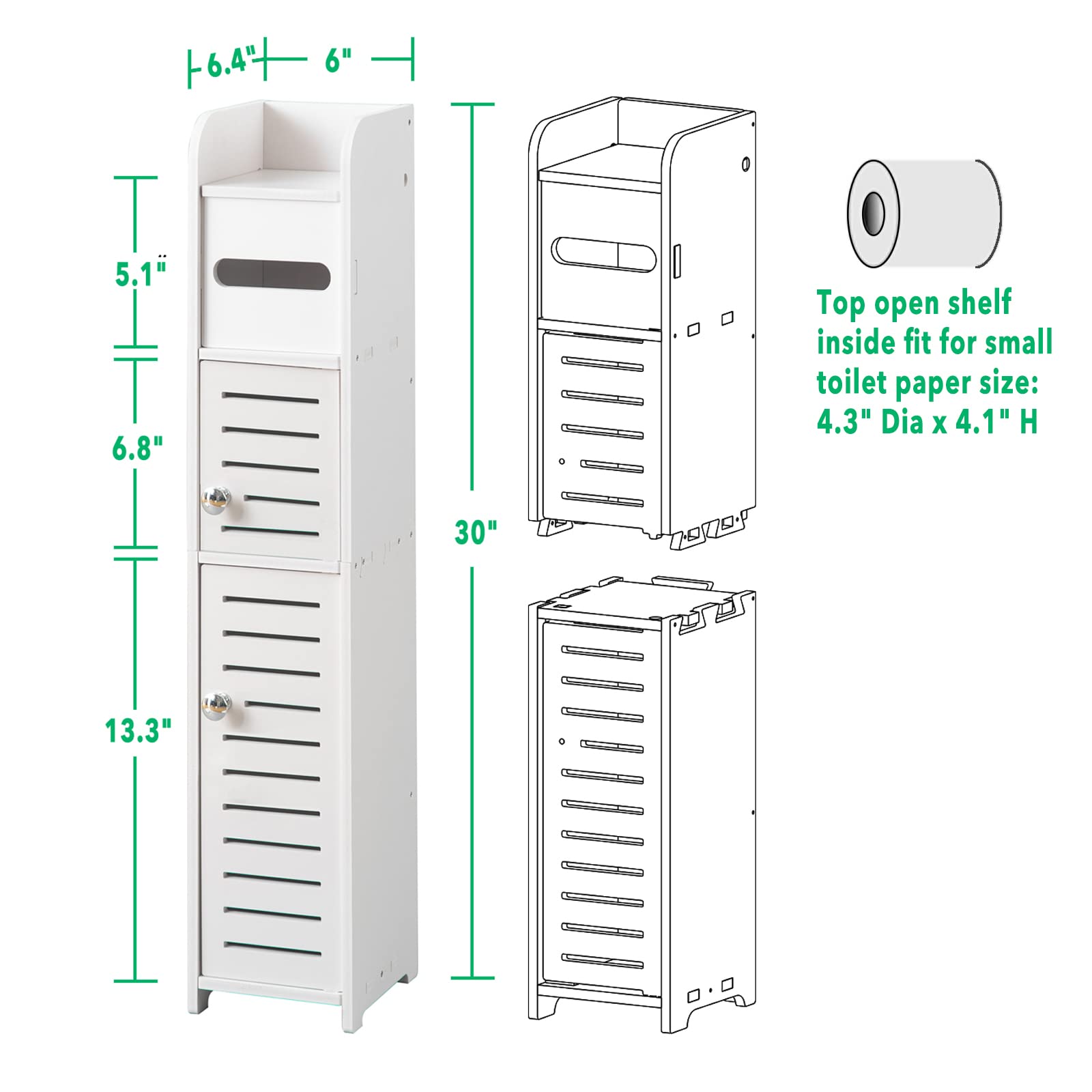 Tuoxinem easy-assembly cabinet in white suitable for tight spaces