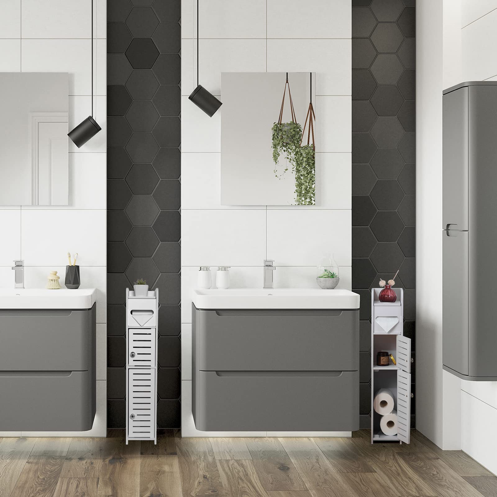 Tuoxinem over-toilet cabinet with slim profile in white