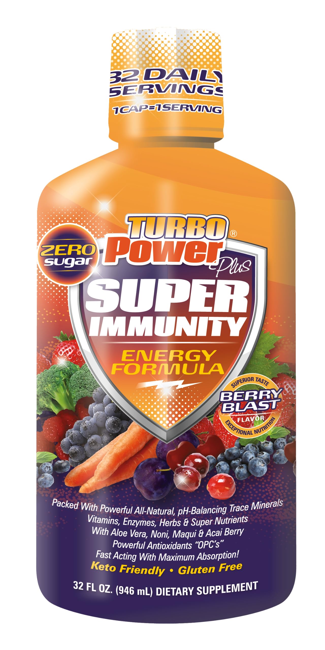 Turbo Power Liquid Vitamin Plus bottle for daily energy and wellness.