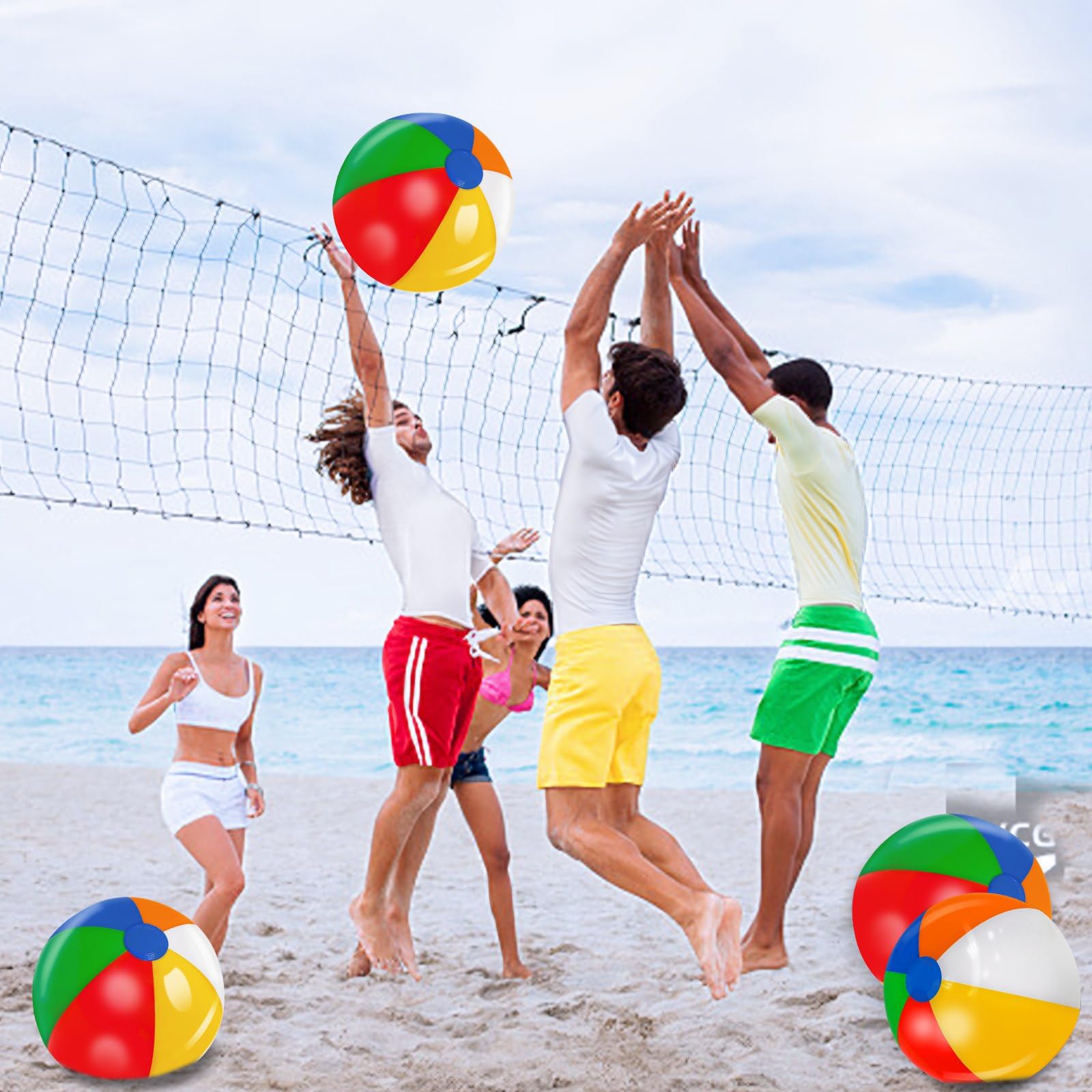 TURNMEON rainbow beach ball on pool deck for sunny fun