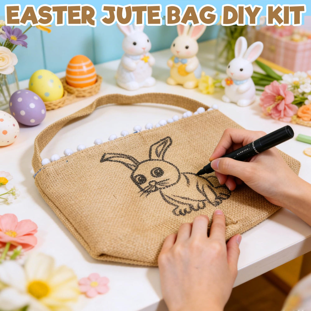 Turnmeon Easter basket made of durable linen-polyester blends for active egg hunts