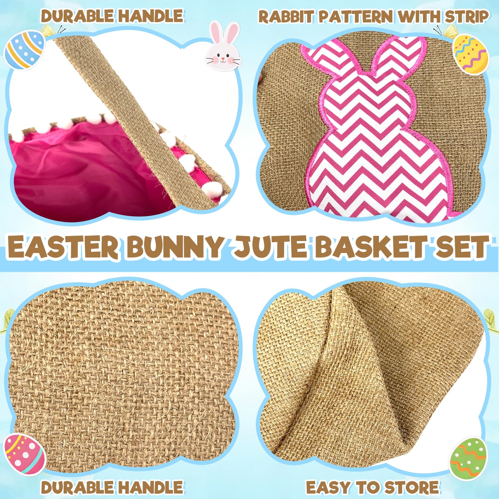Turnmeon Easter basket with lightweight handle for simple carrying by kids