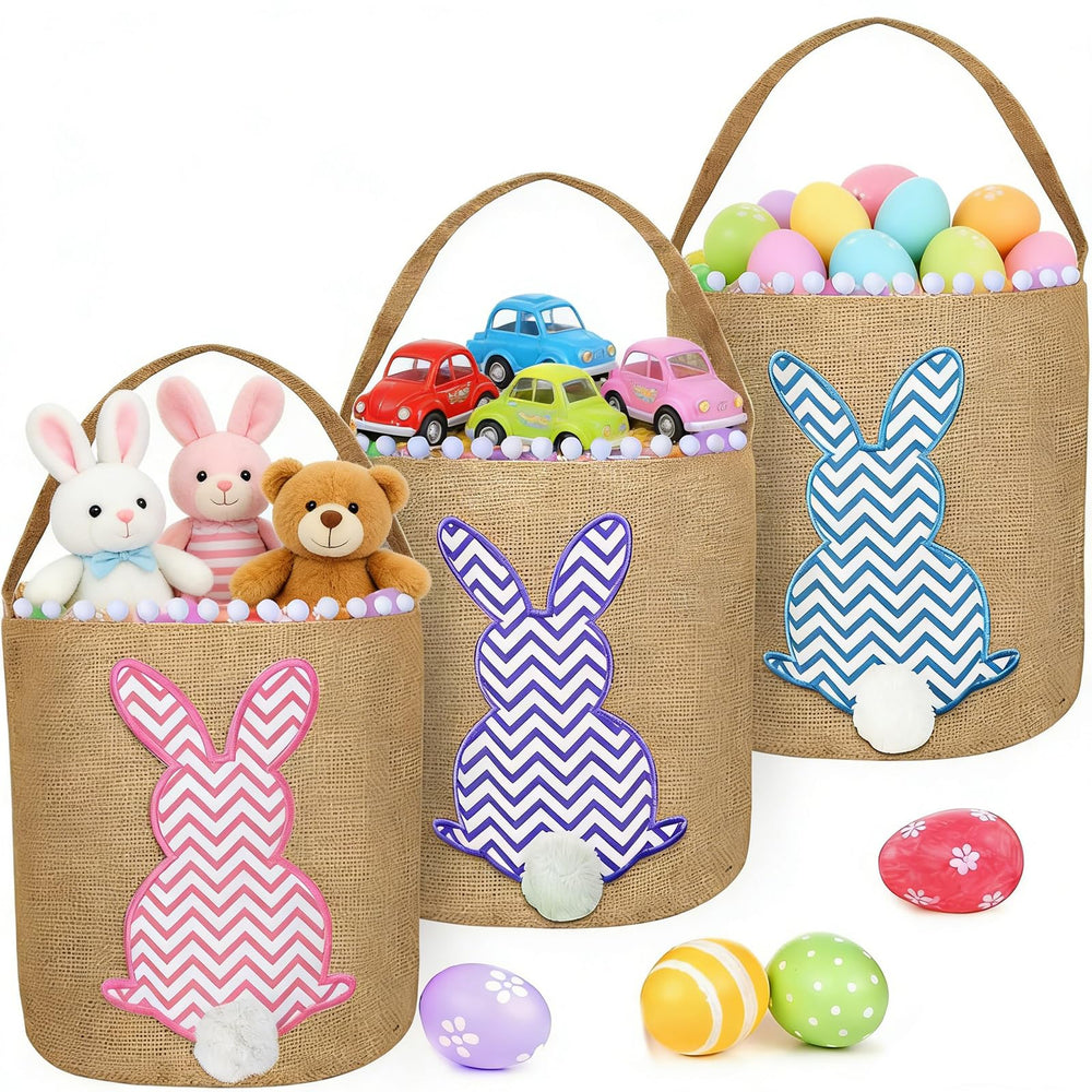 Turnmeon Easter baskets with striped bunny pattern ideal for joyful egg hunts