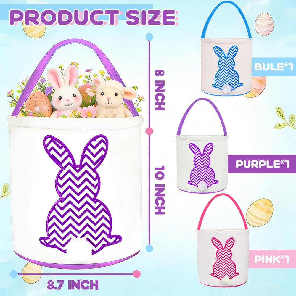 TURNMEON bunny design Easter baskets featuring fluffy tail for kids' fun.