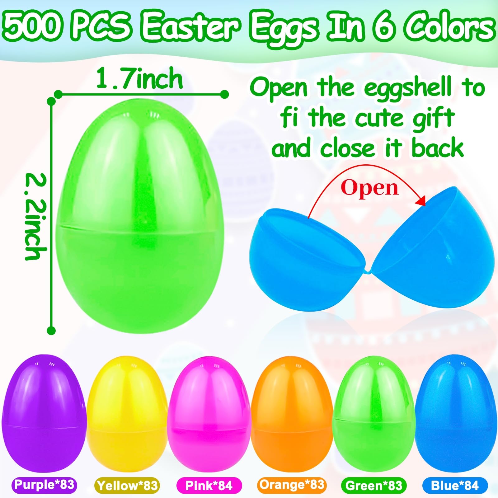 TURNMEON plastic Easter eggs, 2.2-inch size, perfect for fillable gifts