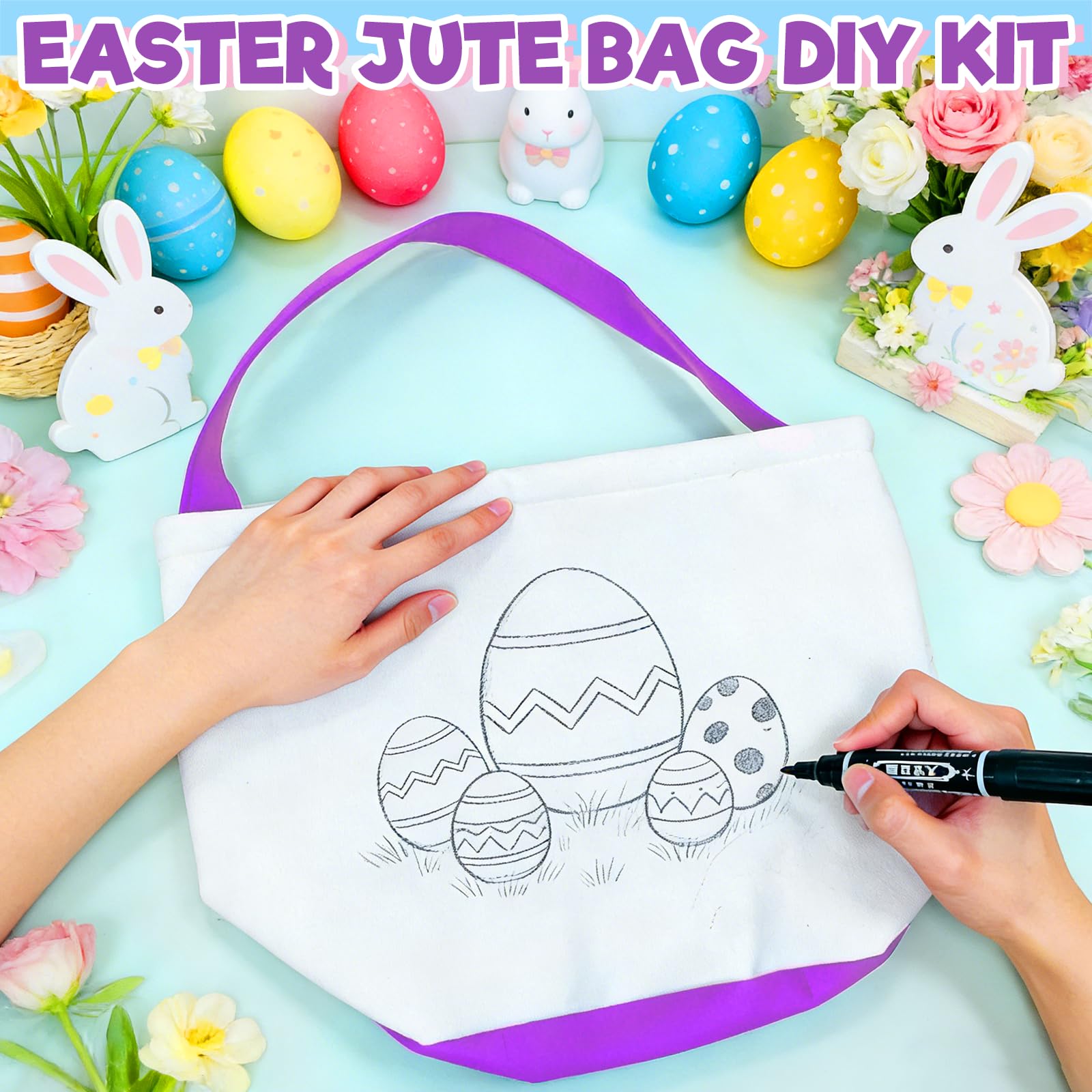 TURNMEON lightweight and sturdy Easter baskets with comfortable handle.