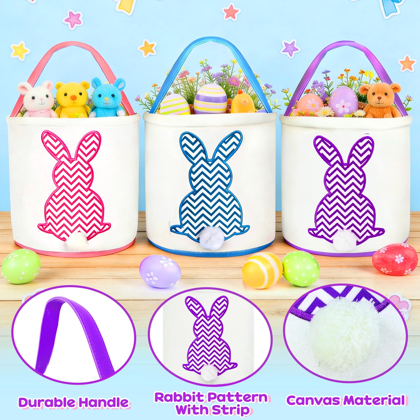 TURNMEON personalized Easter basket with blank side for DIY creativity.