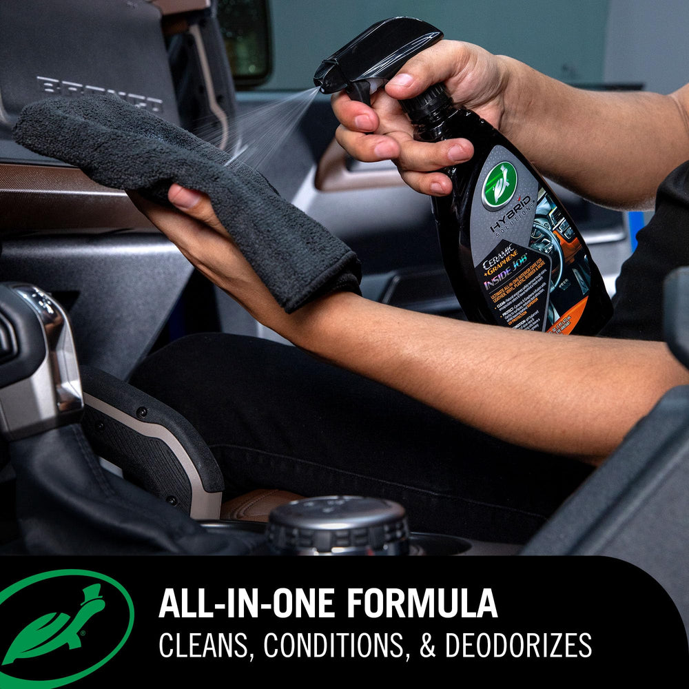 Inside Job interior cleaner foam demonstrates safe leather and vinyl cleaning.