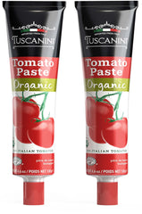 Tuscanini Organic Tomato Paste Tube 4.6oz showing convenient resealable packaging for quick meals
