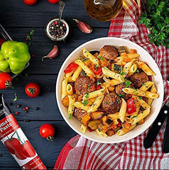Close squeeze of Tuscanini Tomato Paste Tube for mess-free cooking