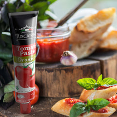 Tuscanini tomato paste tube open reseal demonstrates mess-free portion control