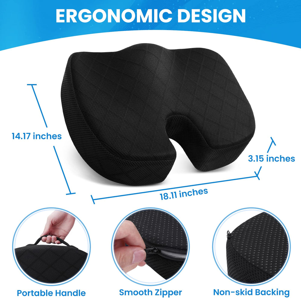 TushGuard cushion rests securely with a non-slip bottom on any chair